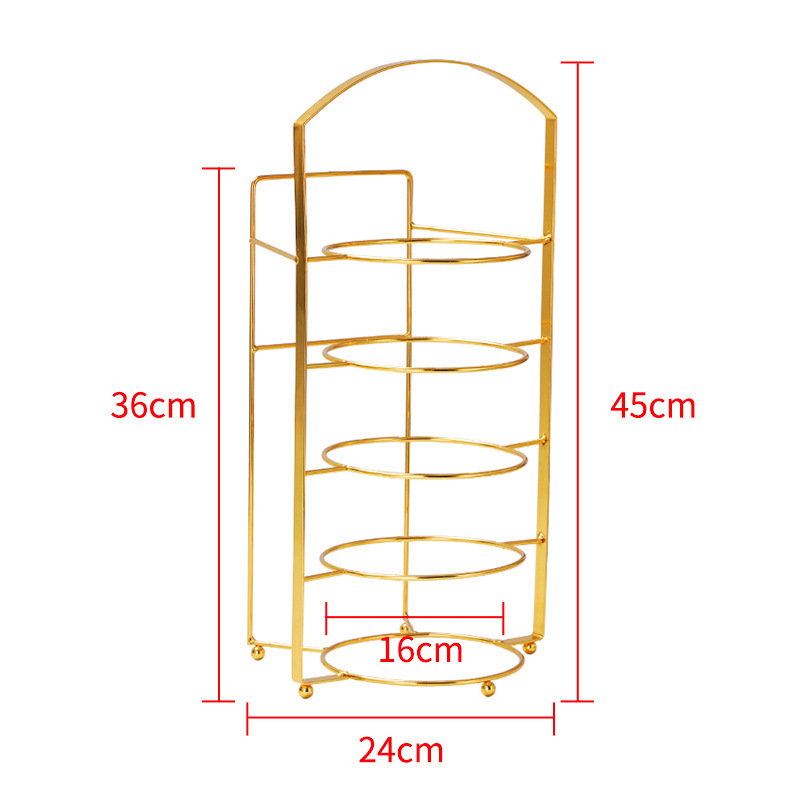 Wholesale Custom High quality metal portable kitchen gold plate rack storage shelf for home hotel apartment