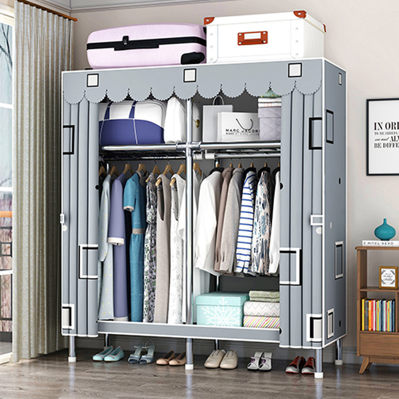 Modern Simple Steel Wardrobe Foldable and DIY Quality Metal Bedroom Furniture Wholesale Carton Packing for Home Use