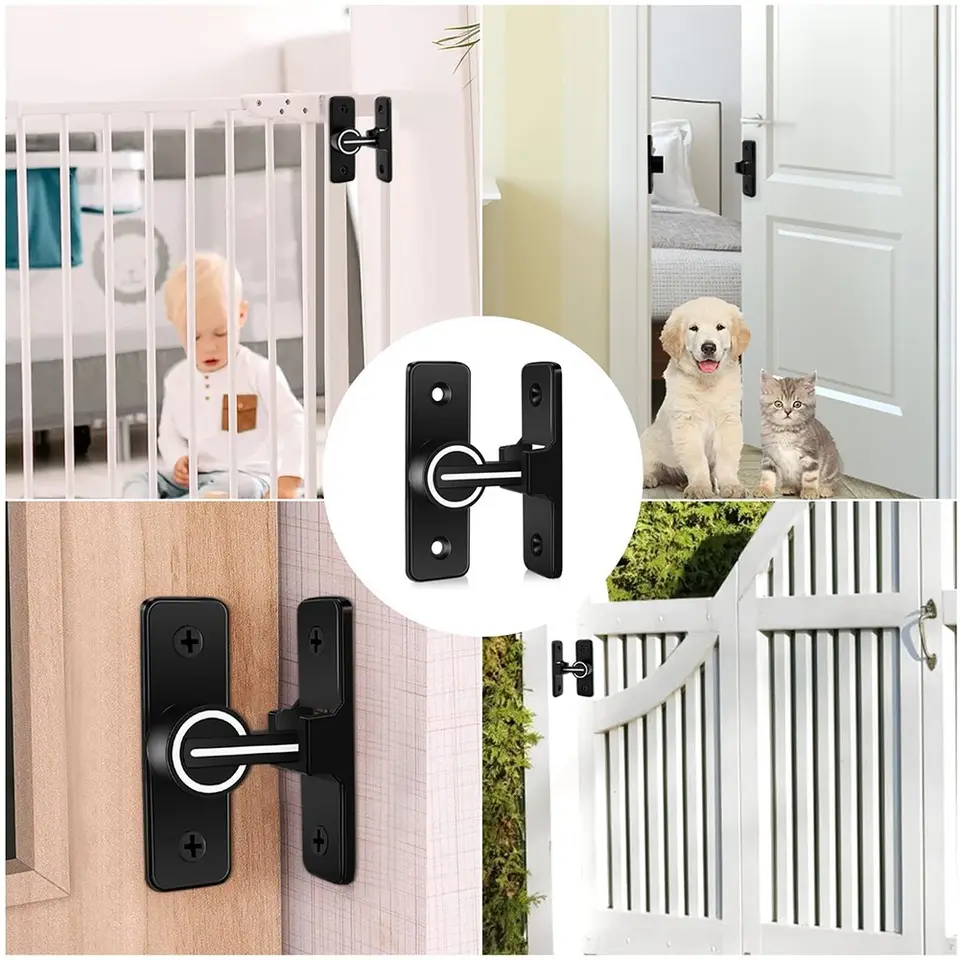 Zinc Alloy 90 Degree Black Heavy Duty H Bolt Barn Door Latch Lock For Sliding Wooden Doors luminous