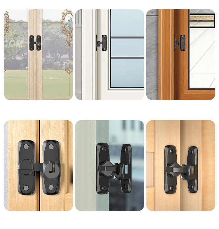 Black Heavy Duty H Bolt 90 degree 180 degree universal door latch window accessories barn door lock