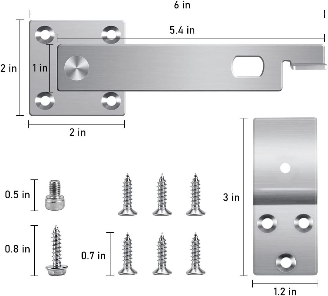 Bar Door Latch with Full Locking Device 180 Design Double Gate Latch Hardware Flip Security Lock