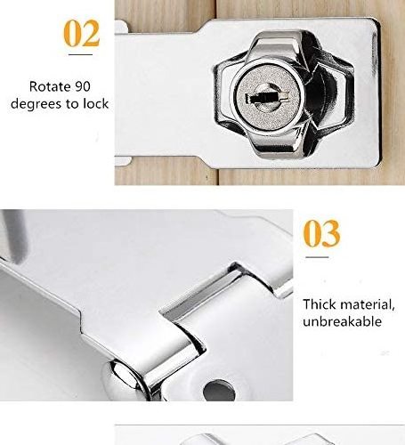 Door Keyed Locks Cabinet Locks Twist Knob Keyed Locking Hasp Zinc Alloy with Iron Chrome Plating