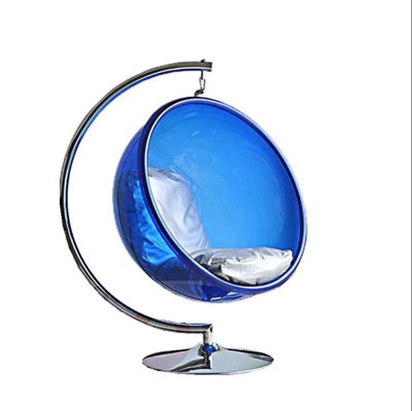 Romantic Blue Plastic 200kg Loading Weight Great Steel Frame Outdoor Furniture Cushion Garden Bubble Ball Swing Kneeing Chair