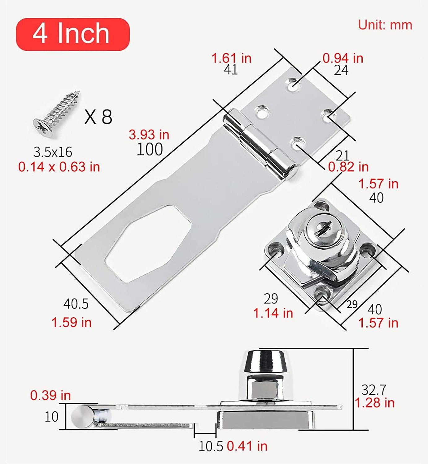 Zinc alloy Door lock with key free punch stainless steel latch refrigerator door buckle Bolt Latch