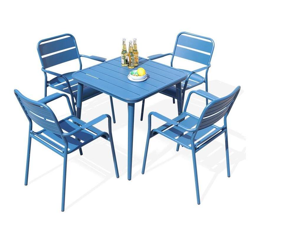 Modern Design Aluminum Hideaway Metal Dining Table and Chairs Set Garden Outdoor Furniture Top Seat