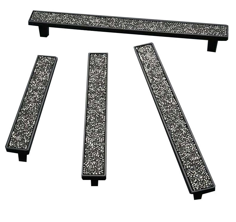 Customized Long Crystal Matte Black Drawer Simple Square Handle Dresser Handles Kitchen Cabinet Door Furniture Handle