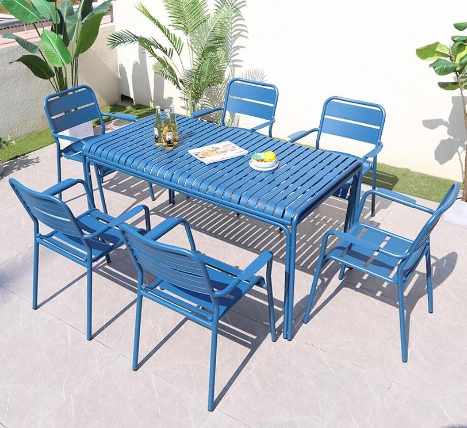 Modern Design Aluminum Hideaway Metal Dining Table and Chairs Set Garden Outdoor Furniture Top Seat