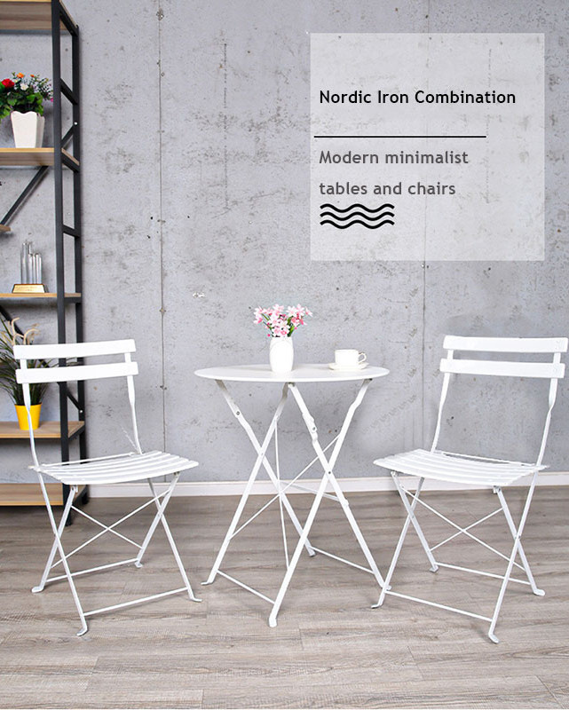 Nordic leisure balcony small table and chair iron three-piece simple outdoor courtyard terrace white coffee table