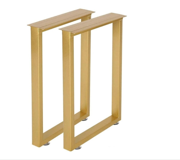 Modern 28-Inch Golden Metal Iron Square Tube Heavy-Duty Table Leg for Restaurant Office Dining Table Furniture Legs Packing