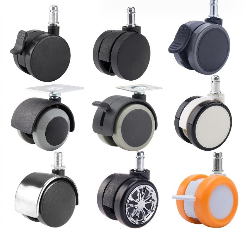 Wholesale PP Nylon Black White Modern Mute Office Dining Room Nylon Wheels Roller for Office Livingroom Chairs