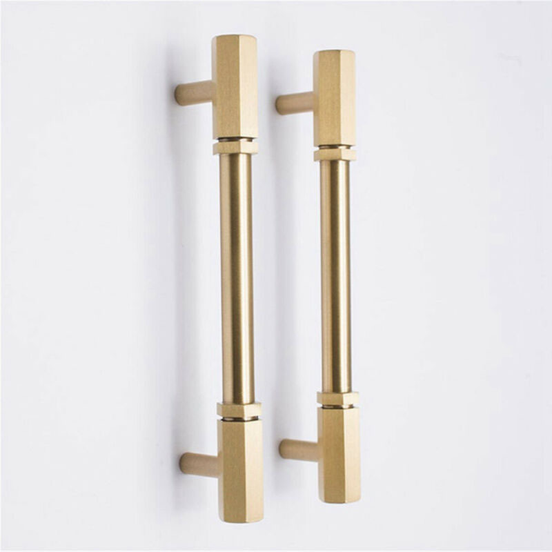 Brass Cabinet Handles T-bar Pull Dresser Knobs for Wardrobe and Kitchen Furniture Hardware Modern from Guangzhou Gold 128mm