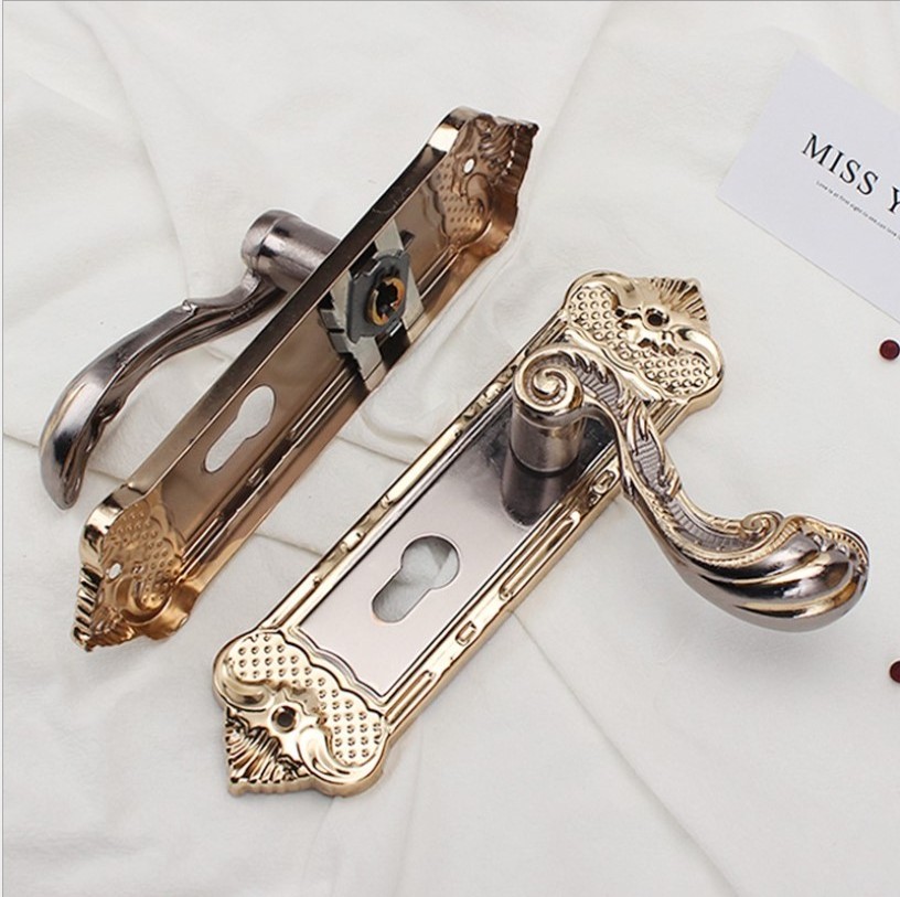 Light luxury and simple style aluminum alloy rose gold appearance indoor bedroom door silent door lock handle lock