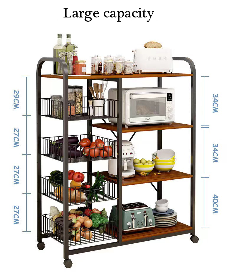 Wholesale Custom Metal Newest Kitchen Storage Shelf Trolley Carts with Wheels for Home Apartment Hotel