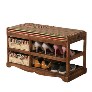 Solid Wood Shoe Stool Household Shoe Rack Entrance Sitting Shoe Stool wooden bench