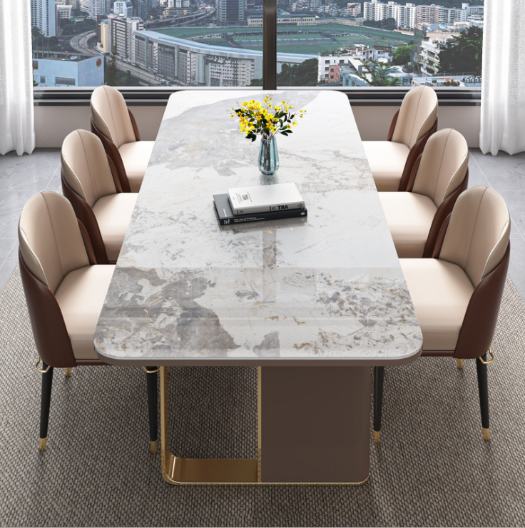 table and chair combination 2 meters modern simple large board table marble rectangular dining table