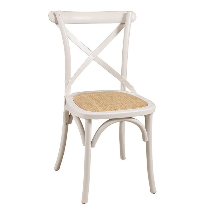 French Hot Selling Cane Wood White Leather Dining Room Furniture Coffee House Dining Chairs For Dining Room