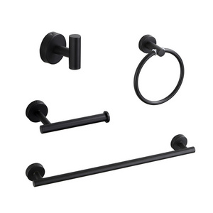 Black 4-Piece Bathroom Hardware Set with Towel Bar Fashion Design Hotel Bathroom Accessories Robe Hooks by Design