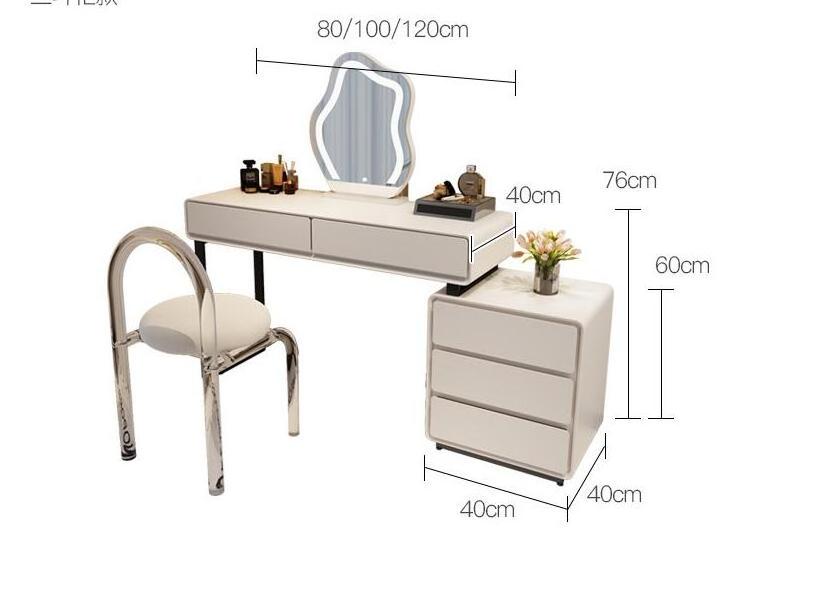 Wholesale Custom DIY Pine Minimalist Modern Style Dresser LED Lighted Solid Wood Dressing Makeup Table Set