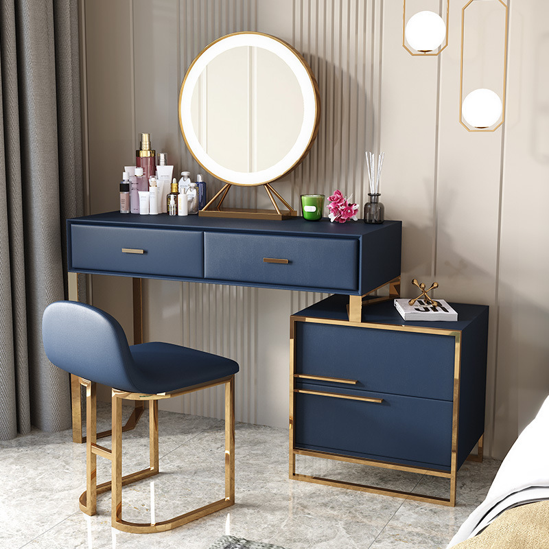 Light luxury solid wood women dressing table mirror table white vanity table