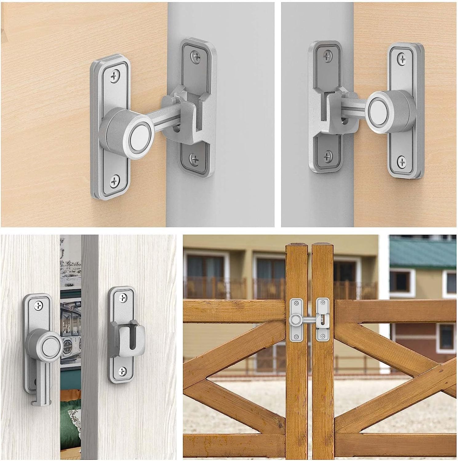 Barn Door Lock 90/180 Degree Gate Latches Zinc Alloy Right Angle Door Lock Latch Hasp for Push Sliding