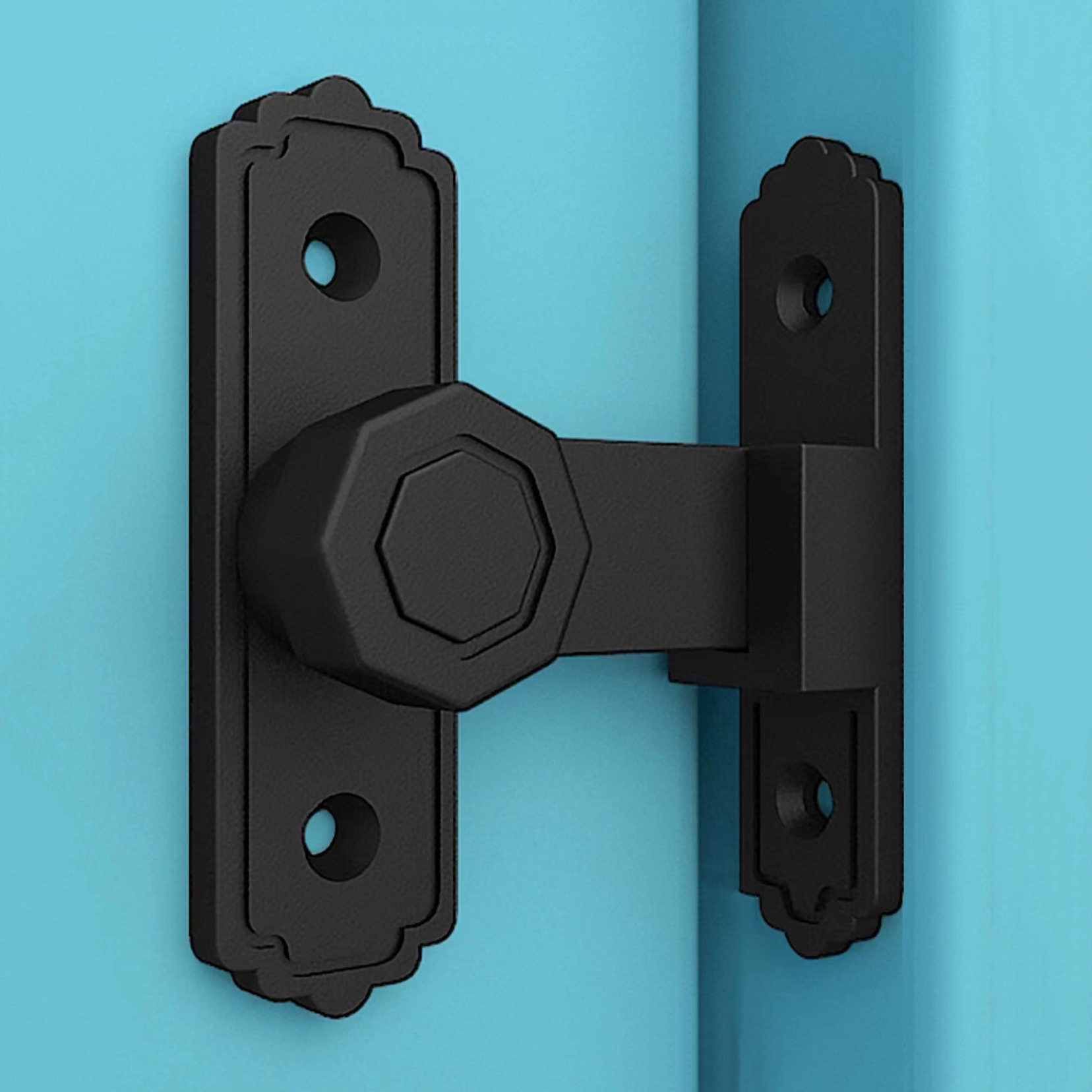 Zinc Alloy 90 Degree Black Heavy Duty H Bolt Barn Door Latch Lock For Sliding Wooden Door Buckle