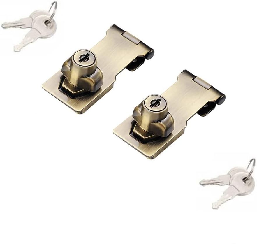 2-Packs 3inch Zinc Alloy Keyed Hasp Locks Twist Knob Keyed Locking Door Latch for Small Doors Gate Latch Product Name