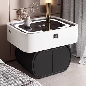 Bedroom hotel nightstand luxury smart new nightstand wireless charging bedside cabinet fingerprint lock creative bedside table