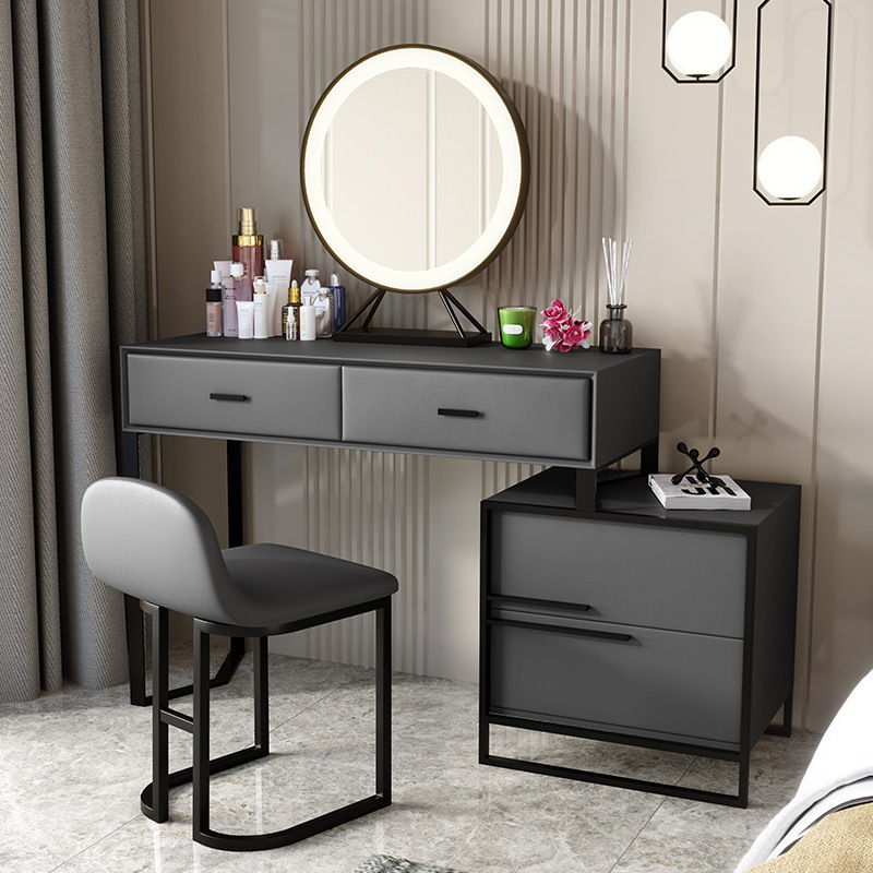 Light luxury solid wood women dressing table mirror table white vanity table