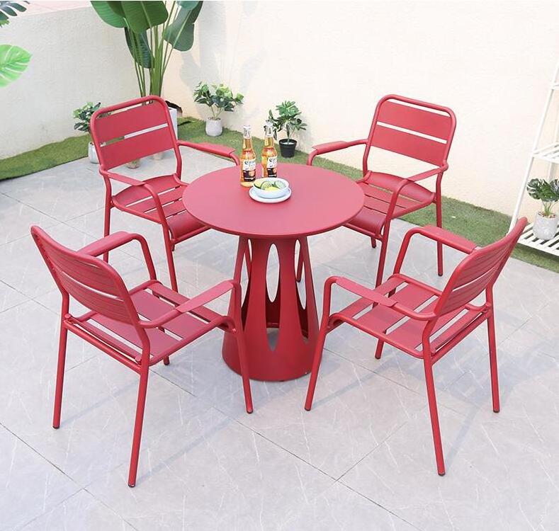 Modern Design Aluminum Hideaway Metal Dining Table and Chairs Set Garden Outdoor Furniture Top Seat