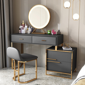 Light luxury solid wood women dressing table mirror table white vanity table