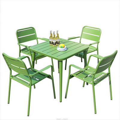 Modern Design Aluminum Hideaway Metal Dining Table and Chairs Set Garden Outdoor Furniture Top Seat