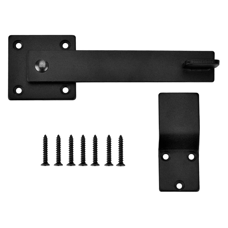 Black Heavy-Duty Double Gate Latch Hardware Rustic Style Flip Barn Door Security Lock for Graphic Design Projects