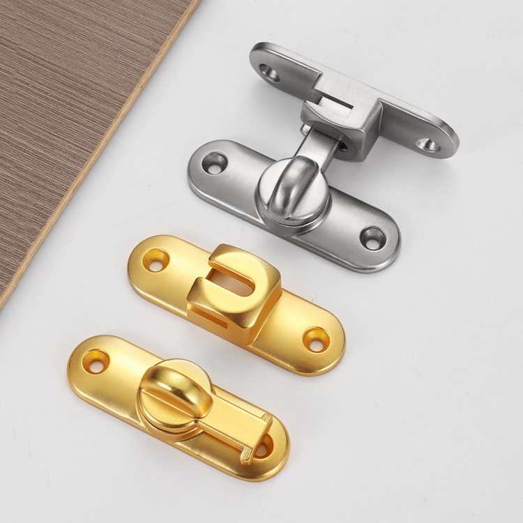 Discount Modern 90/180 Degree Barn Door Lock Zinc alloy clasp Dual purpose no-punch sliding door clasp door window lock