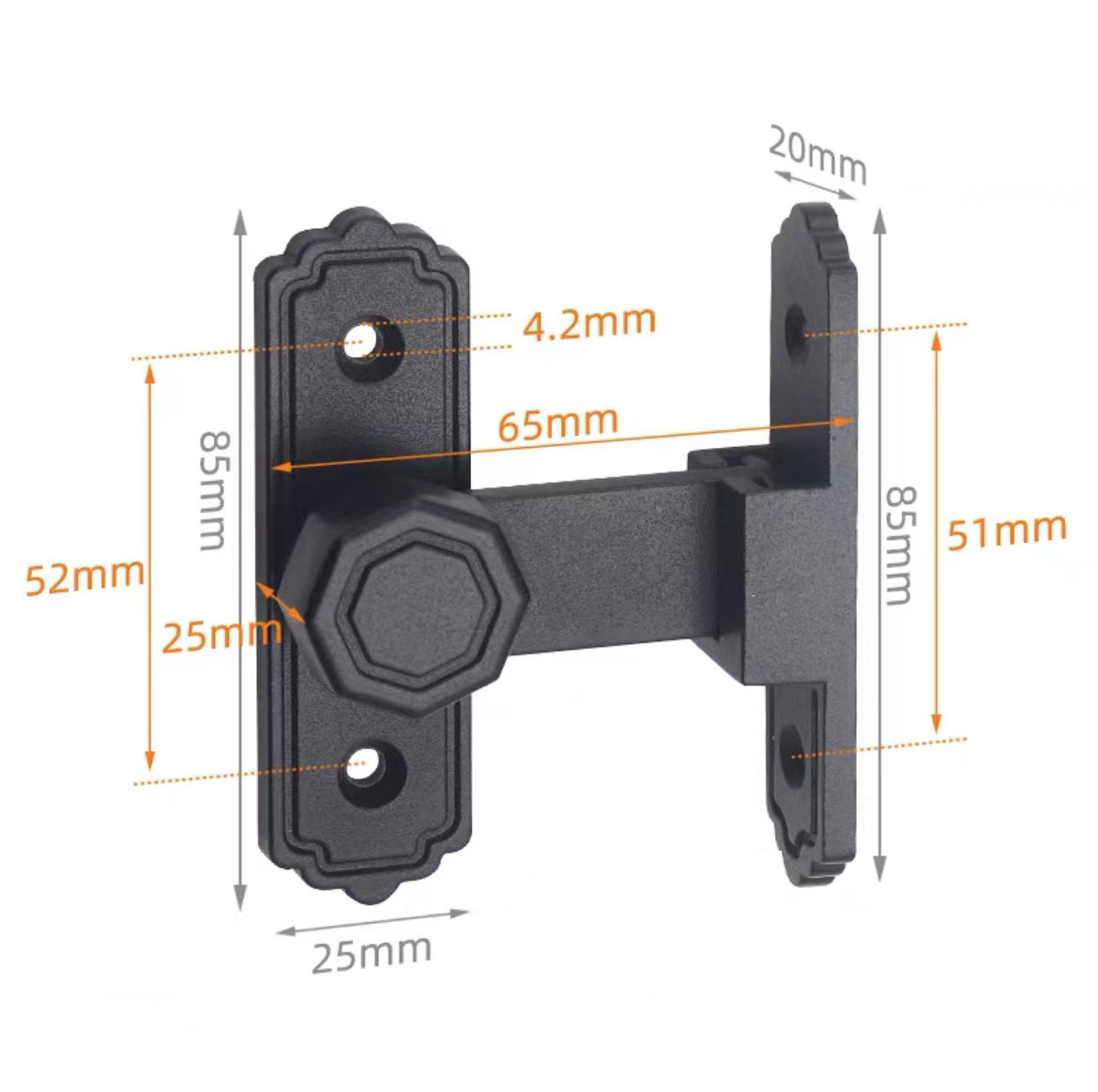 Zinc Alloy 90 Degree Black Heavy Duty H Bolt Barn Door Latch Lock For Sliding Wooden Door Buckle