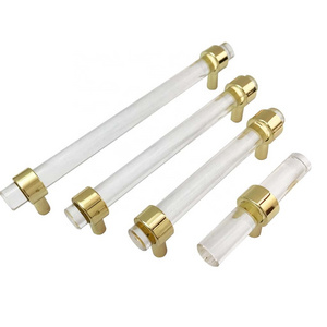 5 Inch Elegant Design Acrylic Brass Handles  Hole Center Gold Dresser Pulls Drawer Handles Kitchen Cabinet Handle Hardware