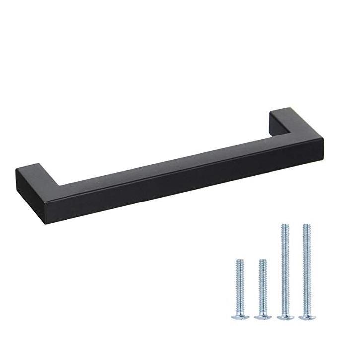 Black Half Moon Shape Steel Square Bar Antique Cabinet Pull Drawer Door Handle for Kitchen Bathroom Cabinets Cupboard Wardrobe