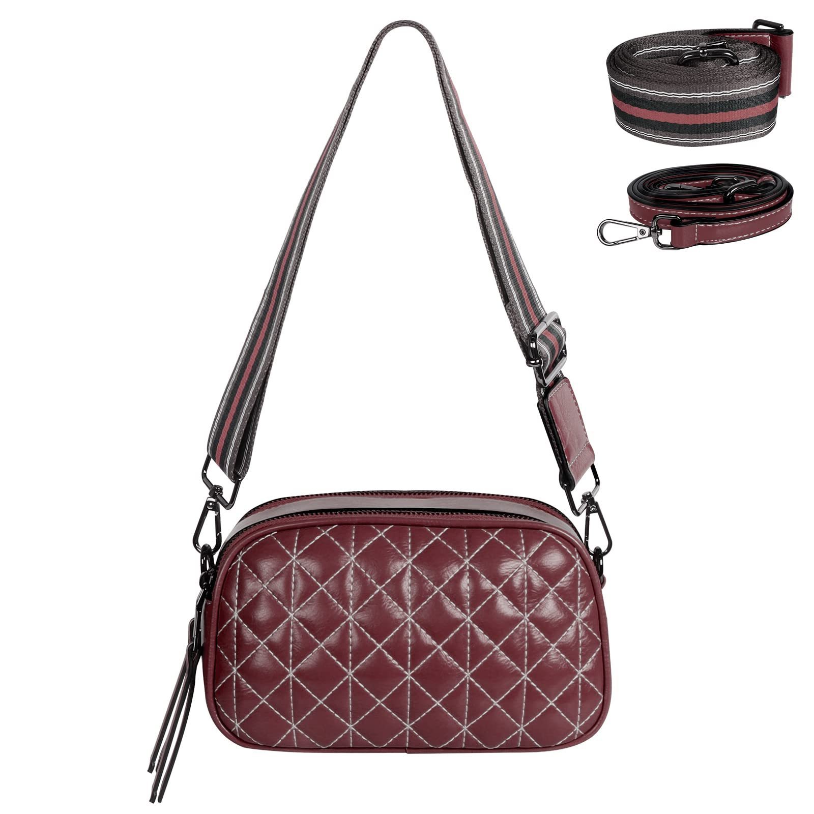 Handbag For Women Luxury Ladies Shoulder Bags Wine Red Plaid Style For Women Shoulder Bags Leather Bags