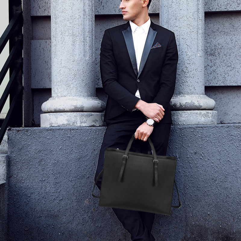 High Quality Black Business Briefcase, Luxury Laptop Shoulder Satchel Leisure Bag(Black)