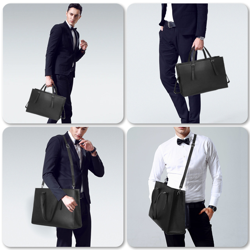 High Quality Black Business Briefcase, Luxury Laptop Shoulder Satchel Leisure Bag(Black)