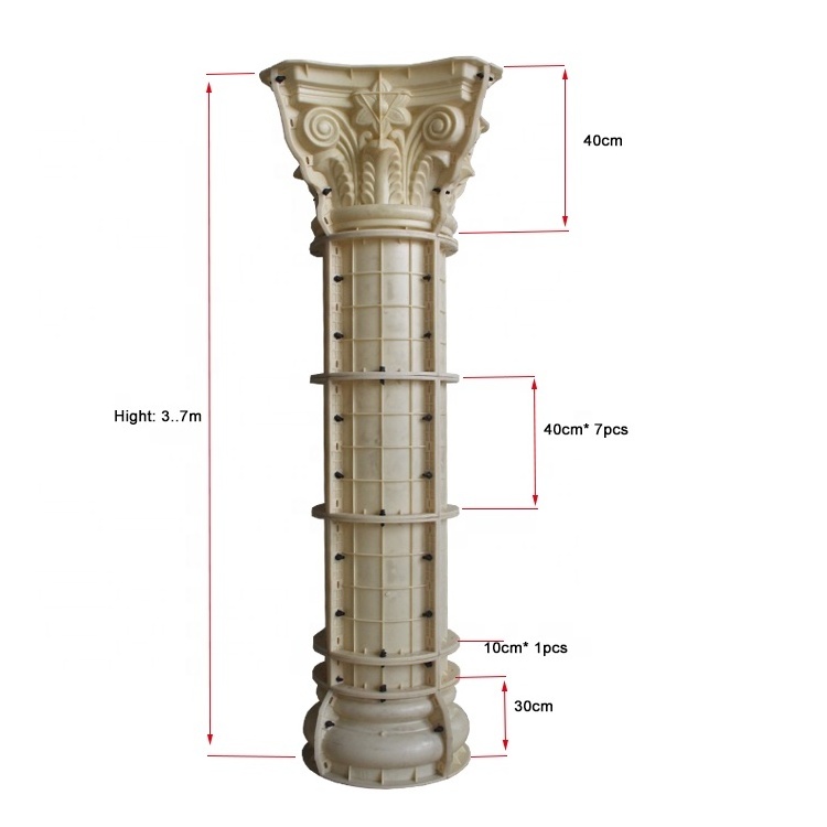 Diameter 25cm decorative roman concrete pillars column molds for sale