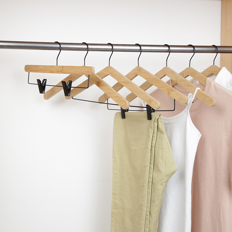 Durable Coat Hangers Smooth Suit Hangers with Durable Metal Clips Premium Wood Hangers for Jacket