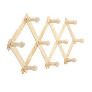 YIKAI Display Easy Flexible Expandable Wall Wooden Coat Rack 10 Hooks Wall Hooks