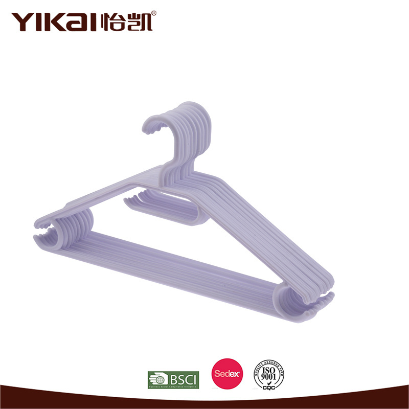 PP plastic clothes hanger with tie rack trousers clips and bar strap rack