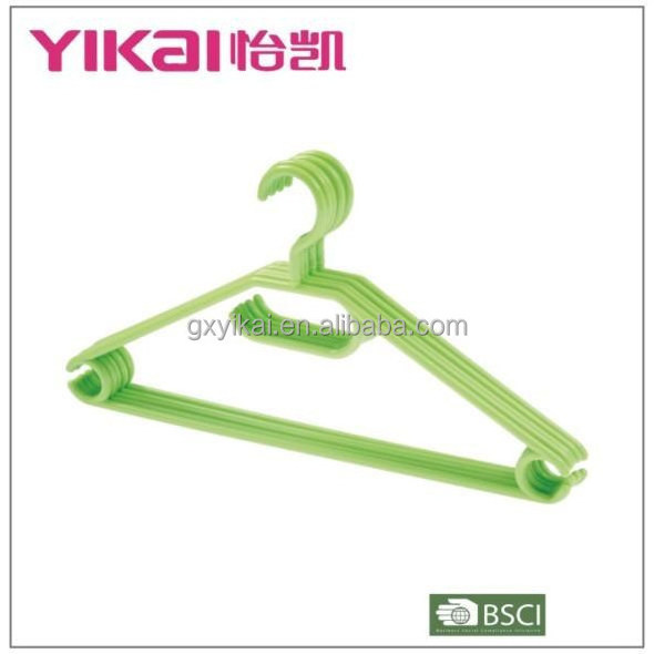 PP plastic clothes hanger with tie rack trousers clips and bar strap rack