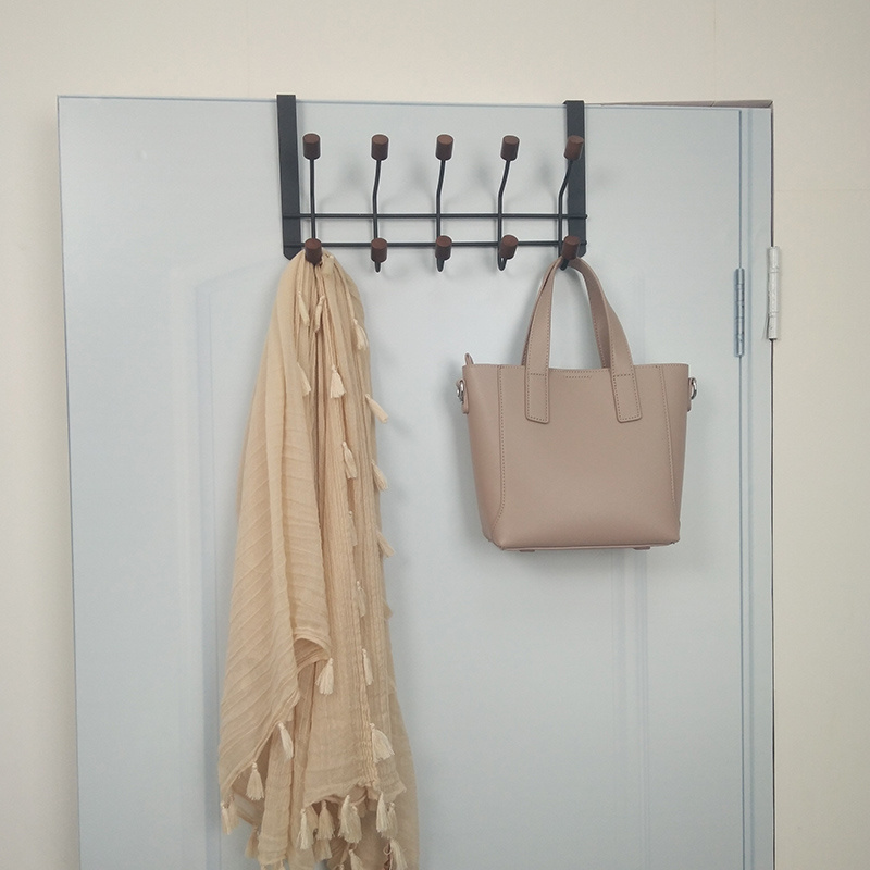 Over The Door Hooks Hanging Clothes Hat Towel Coat Hanger Behind Back of Bathroom Door Metal Black Towel Racks