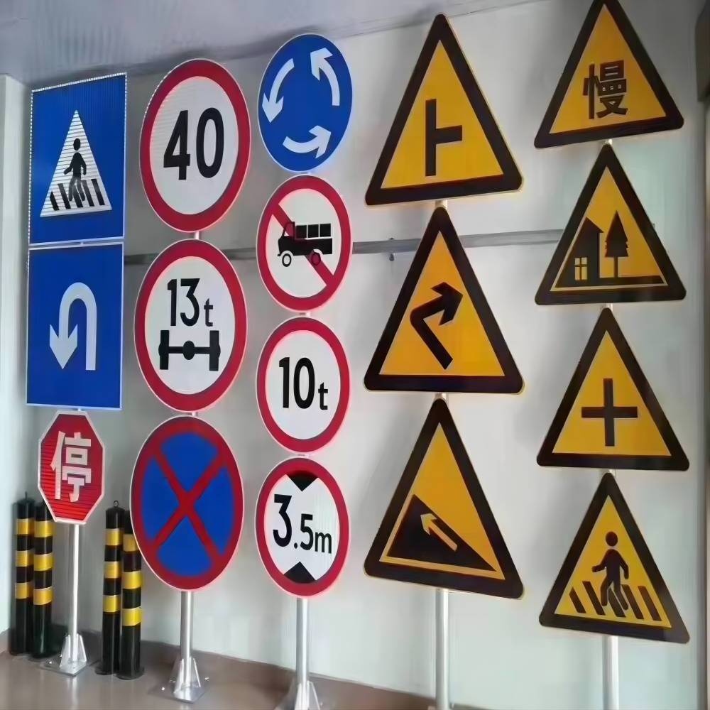 Cross Road Pedestrian Traffic Signs Aluminium Steel Sign Board Steel