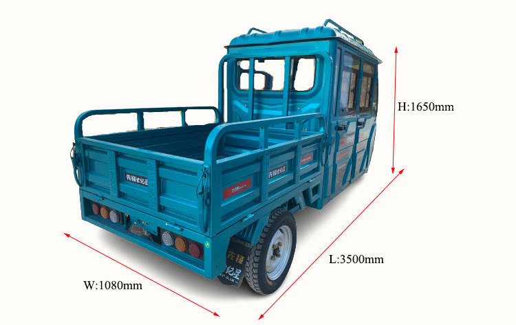 Electric tricycle Factory customized 4 doors  electric cargo tricycle with  Enclosed spacious operator cab