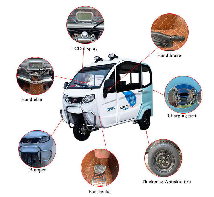 Enclosed small New Energy Vehicles 2 doors Mini electric tricycle for passenger with cheap price