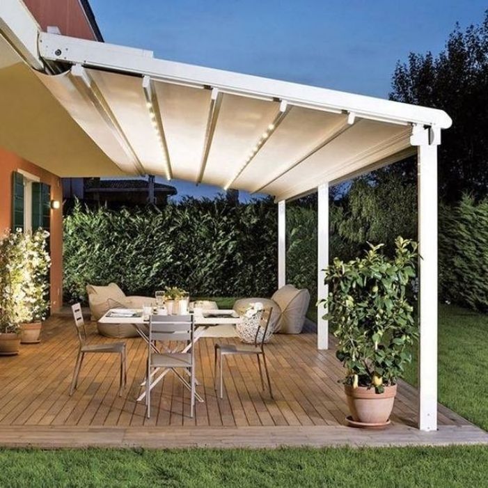 Outdoor Retractable Canopy Folding Pergola Aluminum PVC Roof Motorized Garden Gazebo