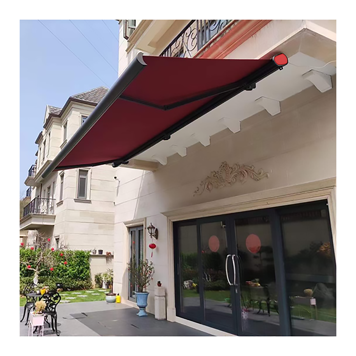 Retractable Awning For Patio Outdoor Sunshade Manual Folding Full Cassette Awning